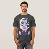 Kawaii Pastel Gothic Cute Creepy Black Cat T-shirt (Voorkant volledig)