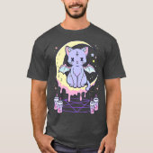 Kawaii Pastel Gothic Cute Creepy Black Cat T-shirt (Voorkant)