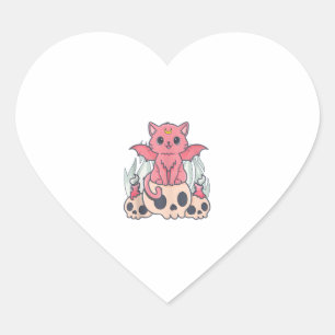 Kawaii Pastel Gothic Cute Creepy Demon Cat and Sku Hart Sticker