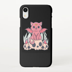 Kawaii Pastel Gothic Cute Creepy Demon Cat and Sku iPhone Hoesje