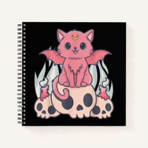 Kawaii Pastel Gothic Cute Creepy Demon Cat and Sku Notitieboek