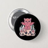 Kawaii Pastel Gothic Cute Creepy Demon Cat and Sku Ronde Button 5,7 Cm (Voorkant /achterkant)