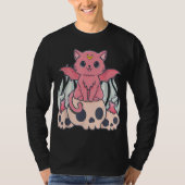 Kawaii Pastel Gothic Cute Creepy Demon Cat and Sku T-shirt (Voorkant)