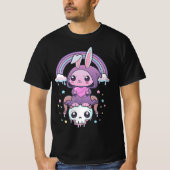Kawaii Pastel Gothic Cute Creepy Rabbit T-shirt (Voorkant)