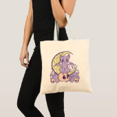 Kawaii Pastel Gothic Cute Creepy Witchy Cat and Sk Tote Bag (Voorkant (product))