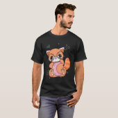 Kawaii Pastel Gothic Rode Panda Chibi Anime Moon T-shirt (Voorkant volledig)