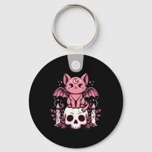 Kawaii Pastel Gothic Schattige Creepy Cat Bat Skel Sleutelhanger