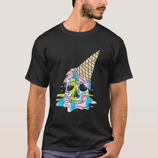 Kawaii Pastel Gothic Schattige Creepy Ice Cream Sk T-shirt (Voorkant)
