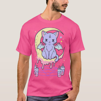 Kawaii Pastel Gothic Schattige Creepy Occult Cat T-shirt