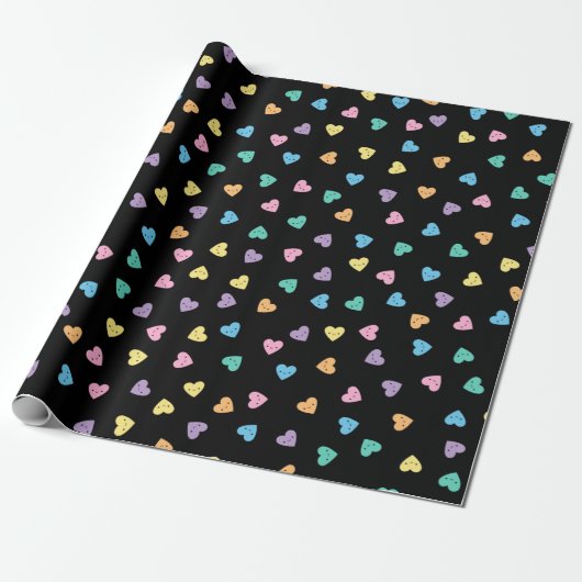 Kawaii Pastel Gothic Snoep Hearts Cadeaupapier (Uitgerold)