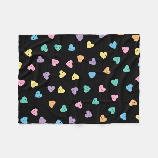 Kawaii Pastel Gothic Snoep Hearts Fleece Deken (Voorkant (Horizontaal))