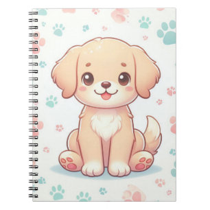 Kawaii Pastel Hond Poot Patroon Notitieboek