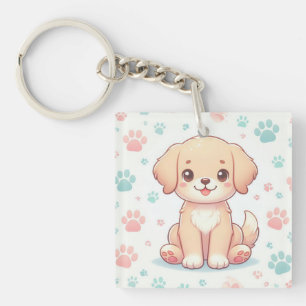 Kawaii Pastel Hond Poot Patroon Sleutelhanger