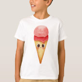 Kawaii Pastel Ice Cream Cone – Schattige Dessert T-shirt (Voorkant)