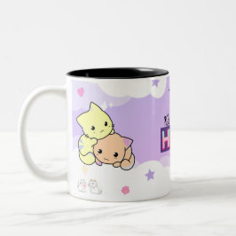 Kawaii Pastel Katten Cadeau | Meisjesachtig Katten Tweekleurige Koffiemok