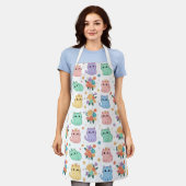 Kawaii Pastel Katten en Bloemen Patroon Schort (Gedragen)