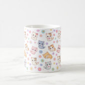 Kawaii Pastel Kittens en Bloemenpatroon Mok (Center)