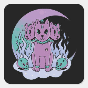 Kawaii Pastel Kleuren Gothic Leuke Gothic Dogs Squ Vierkante Sticker