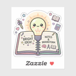 Kawaii Pastel Lampje Notitieboek Helder Idee Sticker