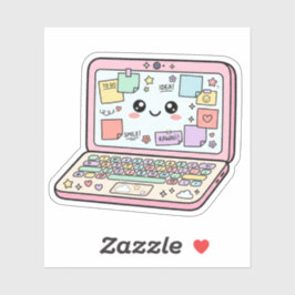 Kawaii Pastel Laptop Studeer Sfeer Sticker
