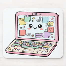 Kawaii Pastel Laptop Studeer Vibes Sticker Muismat