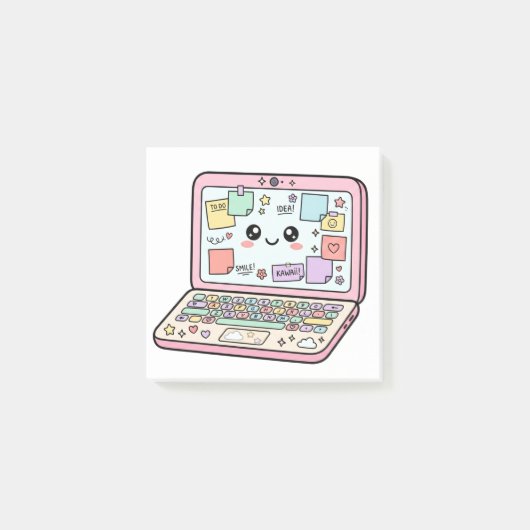 Kawaii Pastel Laptop Studeer Vibes Sticker Post-it® Notes (Voorkant)