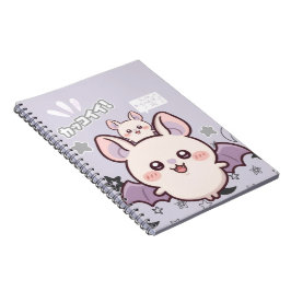 Kawaii Pastel Lavender Bat & Baby Notebook – Cute  Notitieboek