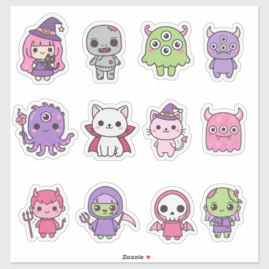 Kawaii Pastel Monster Mash Stickerpakket Sticker (Vel)