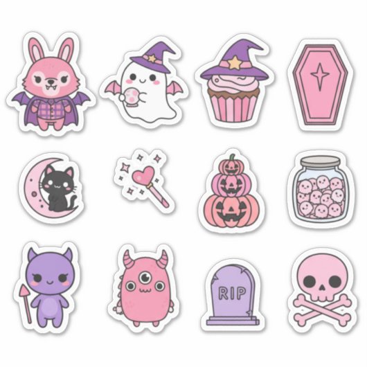 Kawaii Pastel Moonlight Magic Sticker Pack  (Voorkant)