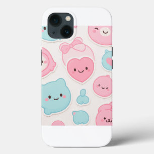 Kawaii Pastel Moppige Gezichten Sticker Set – Roze Case-Mate iPhone Case