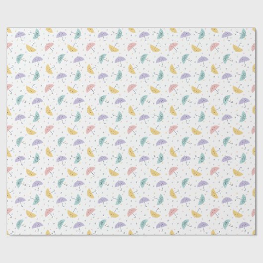 Kawaii Pastel Paraplu Patroon Wrapping Papier Roll (Vlak)