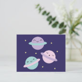 Kawaii Pastel Planets Briefkaart (Staand voorkant)