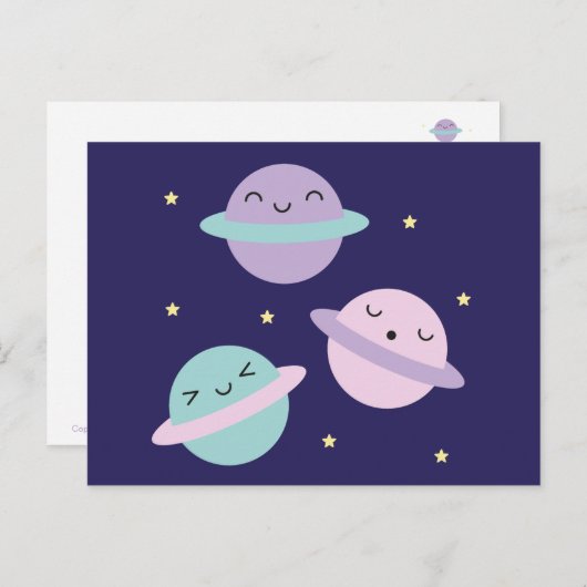 Kawaii Pastel Planets Briefkaart (Voorkant / Achterkant)