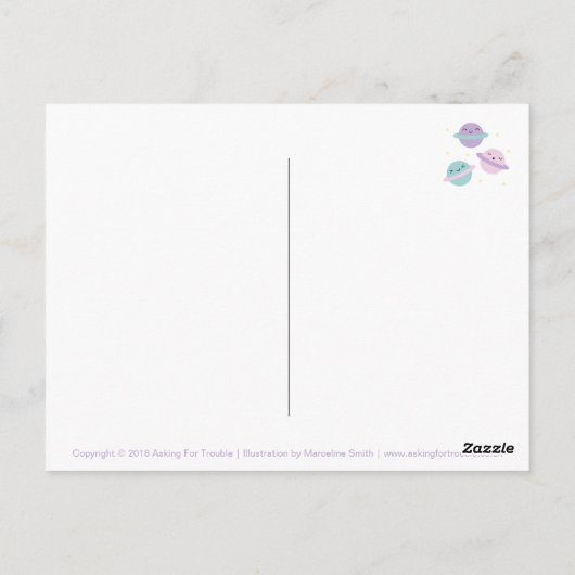 Kawaii Pastel Planets Briefkaart (Achterkant)