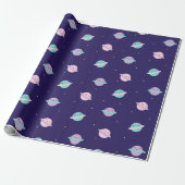 Kawaii Pastel Planets Cadeaupapier (Uitgerold)