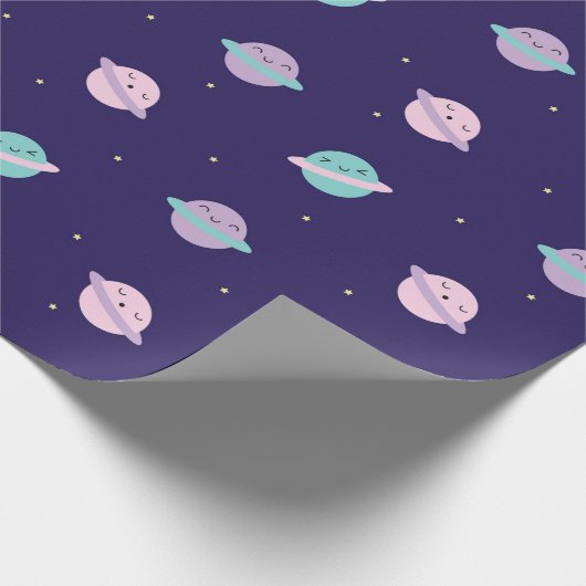 Kawaii Pastel Planets Cadeaupapier (Hoek)