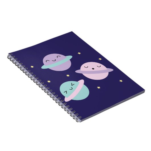 Kawaii Pastel Planets Notitieboek (Rechterzijde)