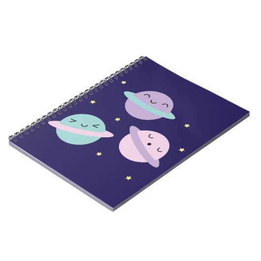 Kawaii Pastel Planets Notitieboek (Linkerzijde)
