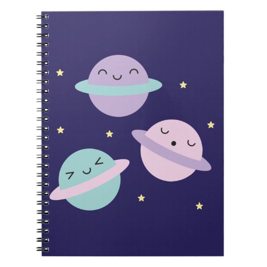 Kawaii Pastel Planets Notitieboek (Voorkant)