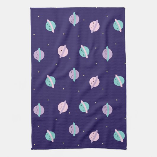 Kawaii Pastel Planets Theedoek (Verticaal)