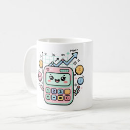 Kawaii Pastel Rekenmachine Financiën Student Stick Koffiemok