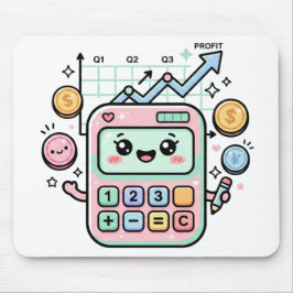 Kawaii Pastel Rekenmachine Financiën Student Stick Muismat