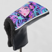 Kawaii Pastel Roze en Blauwe Ruimte Anime Meisje Golfheadcover (3/4 voorkant)