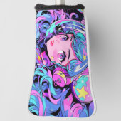 Kawaii Pastel Roze en Blauwe Ruimte Anime Meisje Golfheadcover (Draai 90)