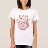 Kawaii pastel roze kat T-Shirt (Voorkant)