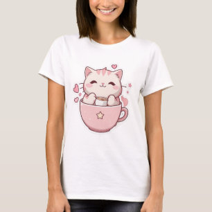 Kawaii pastel roze kat T-Shirt