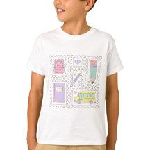 Kawaii Pastel Schoolbenodigdheden Stempelcollectie