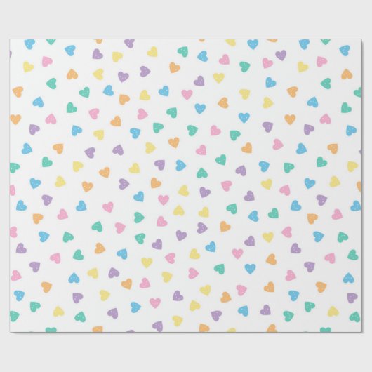 Kawaii Pastel Snoep Harten Cadeaupapier (Vlak)