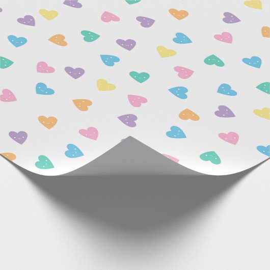 Kawaii Pastel Snoep Harten Cadeaupapier (Hoek)