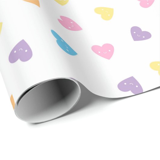 Kawaii Pastel Snoep Harten Cadeaupapier (Rol Hoek)